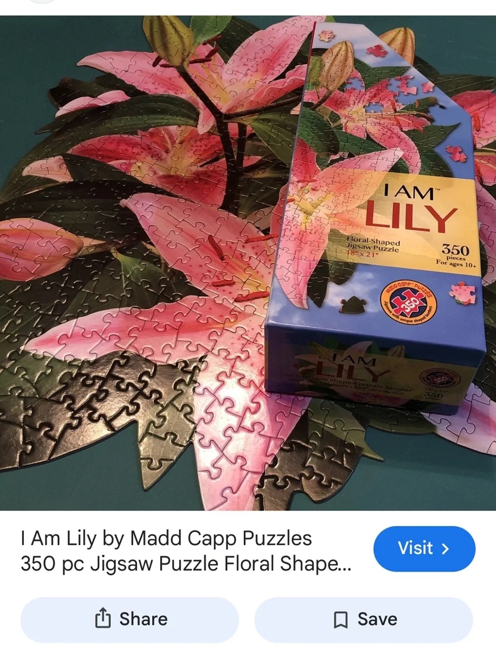 “I AM LILY” Floral Jigsaw Puzzle - Pink & Green | 350 Pieces